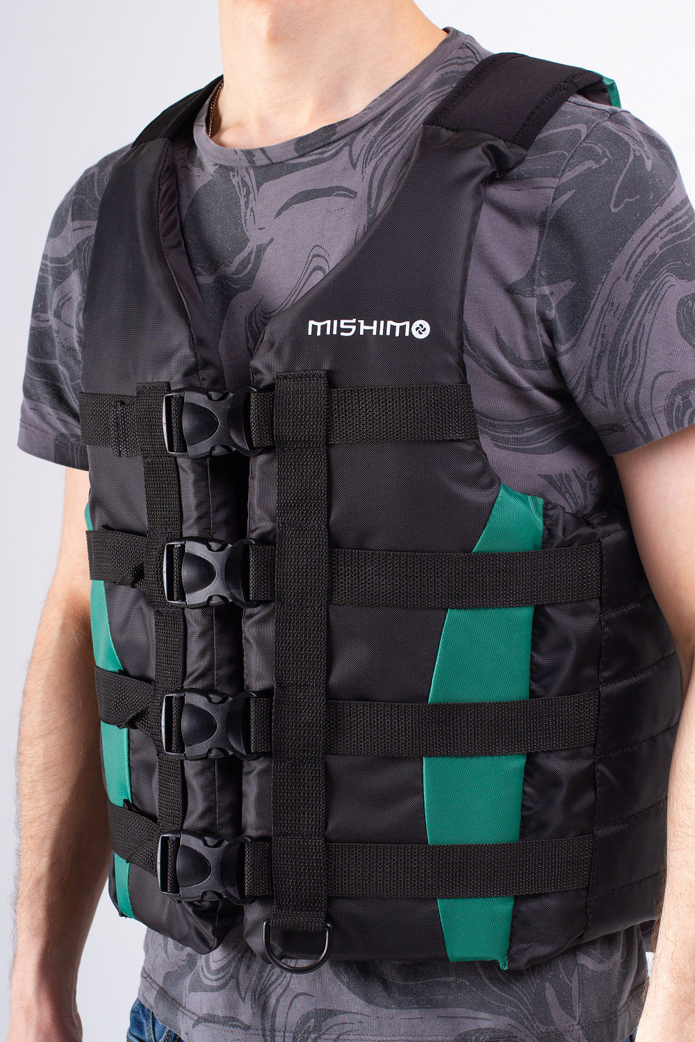 Жилет спасательный MISHIMO PRO Премиум качества Черно-зеленый в Сургуте