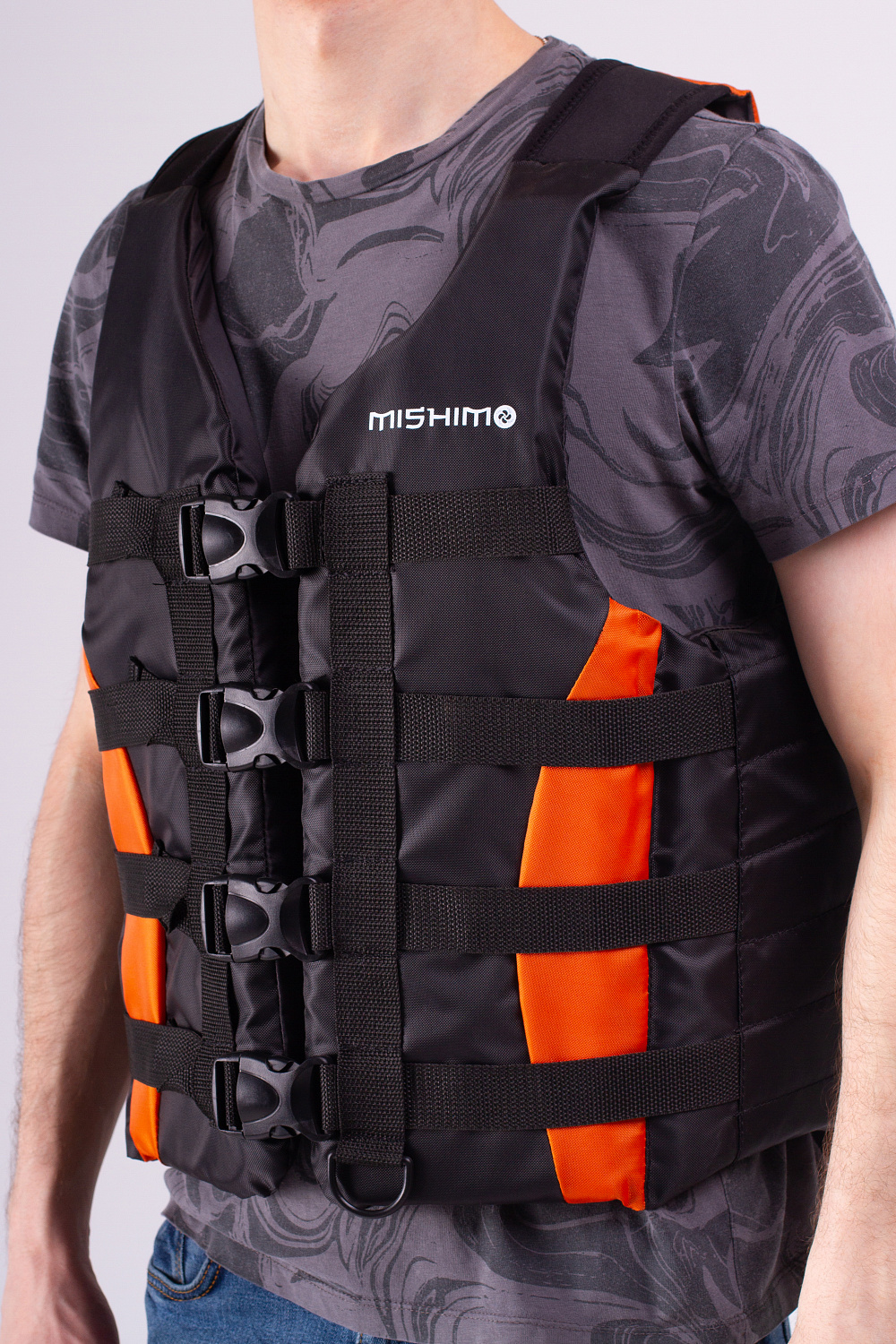 Жилет спасательный MISHIMO PRO Премиум качества Черно-оранжевый в Сургуте